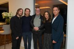 LOS ANGELES, CALIFORNIA - OCTOBER 20: (L-R) Kevin Ford, Chris Smith, Pete Hammond, Susan Downey and Robert Downey Jr. attend Netflix's Sr. Los Angeles Tastemaker at Ross House on October 20, 2022 in Los Angeles, California. (Photo by Charley Gallay/Getty Images for Netflix)