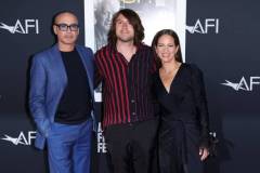 HOLLYWOOD, CALIFORNIA - NOVEMBER 04: (L-R) Robert Downey Jr., Indio Falconer Downey, and Susan Downey attend the special screening of "Sr." during the 2022 AFI Fest at TCL Chinese Theatre on November 04, 2022 in Hollywood, California. (Photo by Phillip Faraone/WireImage)