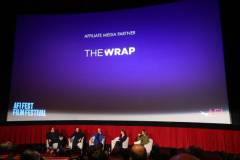 HOLLYWOOD, CALIFORNIA - NOVEMBER 04: (L-R) Jon Favreau, Chris Smith, Robert Downey Jr., Susan Downey and Kevin Ford speak onstage during Netflix's Sr. AFI Fest Premiere at TCL Chinese 6 Theatres on November 04, 2022 in Hollywood, California. (Photo by Leon Bennett/Getty Images for Netflix)