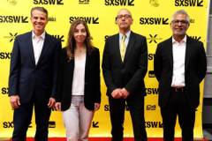AUSTIN, TEXAS - MARCH 11: (L-R) Eric O'Neill, Maria Konnikova, Robert Downey Jr. and Hari Ravichandran attend the "Featured Session: Online Crime: An American Crisis" during the 2023 SXSW Conference and Festivals at Austin Convention Center on March 11, 2023 in Austin, Texas. (Photo by Sean Mathis/Getty Images for SXSW)