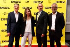 AUSTIN, TEXAS - MARCH 11: (L-R) Eric O'Neill, Maria Konnikova, Robert Downey Jr. and Hari Ravichandran attend the "Featured Session: Online Crime: An American Crisis" during the 2023 SXSW Conference and Festivals at Austin Convention Center on March 11, 2023 in Austin, Texas. (Photo by Sean Mathis/Getty Images for SXSW)