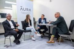 AUSTIN, TEXAS - MARCH 11: (L-R) Hari Ravichandran, Maria Konnikova, Eric O?Neill, and Robert Downey Jr. speak backstage before the 'Online Crime: An American Crisis' SXSW panel on March 11, 2023 in Austin, Texas. (Photo by Mat Hayward/Getty Images for Aura )