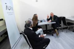 AUSTIN, TEXAS - MARCH 11: (L-R) Hari Ravichandran, Maria Konnikova, Eric O?Neill, and Robert Downey Jr. speak backstage before the 'Online Crime: An American Crisis' SXSW panel on March 11, 2023 in Austin, Texas. (Photo by Mat Hayward/Getty Images for Aura )