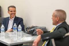 AUSTIN, TEXAS - MARCH 11: Eric O?Neill (L) and Robert Downey Jr. speak backstage before the 'Online Crime: An American Crisis' SXSW panel on March 11, 2023 in Austin, Texas. (Photo by Mat Hayward/Getty Images for Aura )