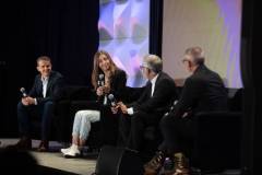 AUSTIN, TEXAS - MARCH 11: (L-R) Eric O'Neill, Maria Konnikova, Hari Ravichandran, and Robert Downey Jr. speak onstage during the 'Online Crime: An American Crisis' SXSW panel on March 11, 2023 in Austin, Texas. (Photo by Mat Hayward/Getty Images for Aura )