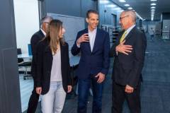 AUSTIN, TEXAS - MARCH 11: (L-R) Hari Ravichandran, Maria Konnikova, Eric O?Neill, and Robert Downey Jr. speak backstage before the 'Online Crime: An American Crisis' SXSW panel on March 11, 2023 in Austin, Texas. (Photo by Mat Hayward/Getty Images for Aura )