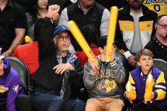 LOS ANGELES, CALIFORNIA - FEBRUARY 09: Robert Downey Jr. attends a basketball game between the Los Angeles Lakers and the Milwaukee Bucks at Crypto.com Arena on February 09, 2023 in Los Angeles, California. (Photo by Allen Berezovsky/Getty Images)