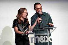 LOS ANGELES, CALIFORNIA - JUNE 16: (L-R) Susan Downey and Robert Downey Jr. speak onstage at Max's Downey's Dream Cars Tastemaker Event at Petersen Automotive Museum on June 16, 2023 in Los Angeles, California. (Photo by Jeff Kravitz/FilmMagic for Max)