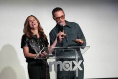 LOS ANGELES, CALIFORNIA - JUNE 16: (L-R) Susan Downey and Robert Downey Jr. speak onstage at Max's Downey's Dream Cars Tastemaker Event at Petersen Automotive Museum on June 16, 2023 in Los Angeles, California. (Photo by Jeff Kravitz/FilmMagic for Max)