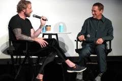 LOS ANGELES, CALIFORNIA - JUNE 16: (L-R) Dax Shepard and Robert Downey Jr. onstage for a Q&A at Max's Downey's Dream Cars Tastemaker Event at Petersen Automotive Museum on June 16, 2023 in Los Angeles, California. (Photo by Jeff Kravitz/FilmMagic for Max)