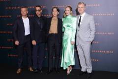PARIS, FRANCE - JULY 11: Matt Damon, Robert Downey Jr, Cillian Murphy, Emily Blunt and Christopher Nolan attend the "Oppenheimer" premiere at Cinema Le Grand Rex on July 11, 2023 in Paris, France. (Photo by Pascal Le Segretain/Getty Images)