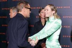 PARIS, FRANCE - JULY 11: Robert Downey Jr and Emily Blunt attend the "Oppenheimer" premiere at Cinema Le Grand Rex on July 11, 2023 in Paris, France. (Photo by Pascal Le Segretain/Getty Images)