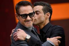LONDON, ENGLAND - JULY 13: Robert Downey Jr. and Rami Malek attend the "Oppenheimer" UK Premiere at Odeon Luxe Leicester Square on July 13, 2023 in London, England. (Photo by Gareth Cattermole/Getty Images)