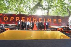 LONDON, ENGLAND - JULY 13: Trond Fausa, David Dastmalchian, Kenneth Branagh, Matt Damon, Josh Hartnett, Tom Conti, Emily Blunt, Cillian Murphy, Florence Pugh, Robert Downey Jr., Rami Malek, Christopher Nolan, Emma Thomas, M?t? Haumann and Charles Roven attend the UK Premiere of "Oppenheimer" at Odeon Luxe Leicester Square on July 13, 2023 in London, England. (Photo by Eamonn M. McCormack/Getty Images for Universal Pictures )