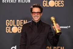 Robert Downey Jr. at the 81st Golden Globe Awards held at the Beverly Hilton Hotel on January 7, 2024 in Beverly Hills, California. (Photo by Gilbert Flores/Golden Globes 2024/Golden Globes 2024 via Getty Images)