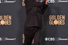 Robert Downey Jr. poses with the award for Best Performance by a Male Actor in a Supporting Role in any Motion Picture for his role in "Oppenheimer" at the 81st Golden Globe Awards held at the Beverly Hilton Hotel on January 7, 2024 in Beverly Hills, California. (Photo by Gilbert Flores/Golden Globes 2024/Golden Globes 2024 via Getty Images)