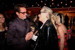 Robert Downey Jr. and Meryl Streep at the 81st Golden Globe Awards held at the Beverly Hilton Hotel on January 7, 2024 in Beverly Hills, California. (Photo by Michael Buckner/Golden Globes 2024/Golden Globes 2024 via Getty Images)