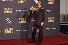 BEVERLY HILLS, CALIFORNIA - JANUARY 07: Robert Downey Jr., winner of the Best Performance by a Male Actor in a Supporting Role in any Motion Picture award for "Oppenheimer," poses in the press room during the 81st Annual Golden Globe Awards at The Beverly Hilton on January 07, 2024 in Beverly Hills, California. (Photo by Amy Sussman/Getty Images)