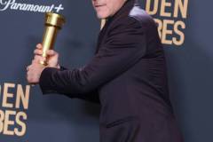BEVERLY HILLS, CALIFORNIA - JANUARY 7: Robert Downey Jr poses in the press room during the 81st Annual Golden Globe Awards at The Beverly Hilton on January 7, 2024 in Beverly Hills, California. (Photo by Steve Granitz/FilmMagic)