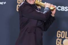 BEVERLY HILLS, CALIFORNIA - JANUARY 7: Robert Downey Jr poses in the press room during the 81st Annual Golden Globe Awards at The Beverly Hilton on January 7, 2024 in Beverly Hills, California. (Photo by Steve Granitz/FilmMagic)