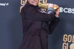 BEVERLY HILLS, CALIFORNIA - JANUARY 7: Robert Downey Jr poses in the press room during the 81st Annual Golden Globe Awards at The Beverly Hilton on January 7, 2024 in Beverly Hills, California. (Photo by Steve Granitz/FilmMagic)