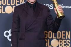 BEVERLY HILLS, CALIFORNIA - JANUARY 7: Robert Downey Jr poses in the press room during the 81st Annual Golden Globe Awards at The Beverly Hilton on January 7, 2024 in Beverly Hills, California. (Photo by Steve Granitz/FilmMagic)