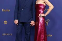 LOS ANGELES, CA - September 15, 2024 -  (L-R) Robert Downey and Susan Downey arriving at the 76th Primetime Emmy Awards at the Peacock Theater on Sunday, September 15, 2024 (Myung J. Chun/ Los Angeles Times via Getty Images)