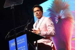 PALM SPRINGS, CALIFORNIA - JANUARY 04: Robert Downey Jr. speaks onstage during the 35th Annual Palm Springs International Film Awards at Palm Springs Convention Center on January 04, 2024 in Palm Springs, California. (Photo by Matt Winkelmeyer/Getty Images for Palm Springs International Film Society)