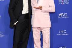 PALM SPRINGS, CALIFORNIA - JANUARY 04: (L-R) Cillian Murphy and Robert Downey Jr. attend the 2024 Palm Springs International Film Festival Film Awards at Palm Springs Convention Center on January 04, 2024 in Palm Springs, California. (Photo by Monica Schipper/WireImage)