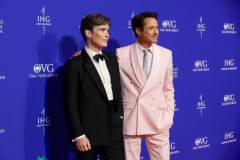 PALM SPRINGS, CALIFORNIA - JANUARY 04: (L-R) Cillian Murphy and Robert Downey Jr. attend the 35th Annual Palm Springs International Film Awards at Palm Springs Convention Center on January 04, 2024 in Palm Springs, California. (Photo by Frazer Harrison/Getty Images for Palm Springs International Film Society)