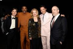 PALM SPRINGS, CALIFORNIA - JANUARY 04: (L-R) Cillian Murphy, Colman Domingo, Mary Hart, Robert Downey Jr. and Paul Giamatti poses backstage during the 35th Annual Palm Springs International Film Awards at Palm Springs Convention Center on January 04, 2024 in Palm Springs, California. (Photo by Presley Ann/Getty Images for Palm Springs International Film Society)