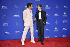 PALM SPRINGS, CALIFORNIA - JANUARY 04: Robert Downey Jr. and Cillian Murphy attend the 2024 Palm Springs International Film Festival at Palm Springs Convention Center on January 04, 2024 in Palm Springs, California. (Photo by David Crotty/Patrick McMullan via Getty Images)