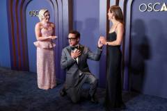 Florence Pugh, Robert Downey Jr. and Susan Downey at the 14th Governors Awards held at The Ray Dolby Ballroom at Ovation Hollywood on January 9, 2024 in Los Angeles, California. (Photo by Christopher Polk/WWD via Getty Images)
