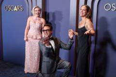 Florence Pugh, Robert Downey Jr. and Susan Downey at the 14th Governors Awards held at The Ray Dolby Ballroom at Ovation Hollywood on January 9, 2024 in Los Angeles, California. (Photo by Christopher Polk/WWD via Getty Images)