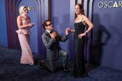 Florence Pugh, Robert Downey Jr. and Susan Downey at the 14th Governors Awards held at The Ray Dolby Ballroom at Ovation Hollywood on January 9, 2024 in Los Angeles, California. (Photo by Christopher Polk/WWD via Getty Images)