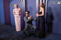 Florence Pugh, Robert Downey Jr. and Susan Downey at the 14th Governors Awards held at The Ray Dolby Ballroom at Ovation Hollywood on January 9, 2024 in Los Angeles, California. (Photo by Christopher Polk/WWD via Getty Images)