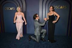 Florence Pugh, Robert Downey Jr. and Susan Downey at the 14th Governors Awards held at The Ray Dolby Ballroom at Ovation Hollywood on January 9, 2024 in Los Angeles, California. (Photo by Michael Buckner/Variety via Getty Images)