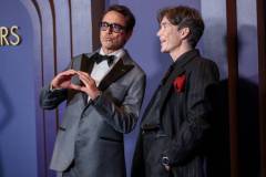 Robert Downey Jr. and Cillian Murphy at the 14th Governors Awards held at The Ray Dolby Ballroom at Ovation Hollywood on January 9, 2024 in Los Angeles, California. (Photo by Christopher Polk/WWD via Getty Images)