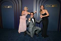 Florence Pugh, Robert Downey Jr. and Susan Downey at the 14th Governors Awards held at The Ray Dolby Ballroom at Ovation Hollywood on January 9, 2024 in Los Angeles, California. (Photo by Michael Buckner/Variety via Getty Images)