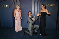 Florence Pugh, Robert Downey Jr. and Susan Downey at the 14th Governors Awards held at The Ray Dolby Ballroom at Ovation Hollywood on January 9, 2024 in Los Angeles, California. (Photo by Michael Buckner/Variety via Getty Images)