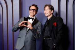 HOLLYWOOD, CALIFORNIA - JANUARY 09: (L-R) Robert Downey Jr. and Cillian Murphy attend the Academy Of Motion Picture Arts & Sciences' 14th Annual Governors Awards at The Ray Dolby Ballroom on January 09, 2024 in Hollywood, California. (Photo by Emma McIntyre/WireImage)