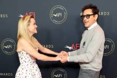 LOS ANGELES, CALIFORNIA - JANUARY 12: (L-R) Reese Witherspoon and Robert Downey Jr. attend the AFI Awards Luncheon at Four Seasons Hotel Los Angeles at Beverly Hills on January 12, 2024 in Los Angeles, California. (Photo by Monica Schipper/Getty Images)