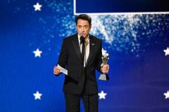 Robert Downey Jr. accepts the Best Supporting Actor Award for "Oppenheimer" at The 29th Critics' Choice Awards held at The Barker Hangar on January 14, 2024 in Santa Monica, California. (Photo by Michael Buckner/Variety via Getty Images)