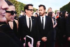 SANTA MONICA, CALIFORNIA - JANUARY 14: (L-R) Robert Downey Jr. and Justin Theroux attend the 29th Annual Critics Choice Awards at Barker Hangar on January 14, 2024 in Santa Monica, California. (Photo by John Shearer/Getty Images  for Critics Choice Association)