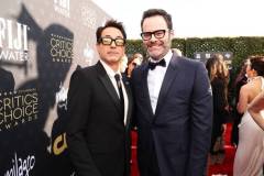 SANTA MONICA, CALIFORNIA - JANUARY 14: (L-R) Robert Downey Jr. and Bill Hader attend the 29th Annual Critics Choice Awards at Barker Hangar on January 14, 2024 in Santa Monica, California. (Photo by Kevin Mazur/Getty Images for Critics Choice Association)