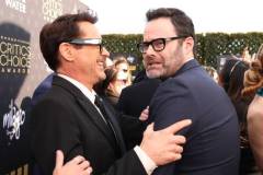 SANTA MONICA, CALIFORNIA - JANUARY 14: (L-R) Robert Downey Jr. and Bill Hader attend the 29th Annual Critics Choice Awards at Barker Hangar on January 14, 2024 in Santa Monica, California. (Photo by Kevin Mazur/Getty Images for Critics Choice Association)