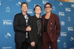 SANTA BARBARA, CALIFORNIA - FEBRUARY 09: (L-R) Rob Lowe, John Owen Lowe, and honoree Robert Downey Jr. attend the Maltin Modern Master Award ceremony during the 39th Annual Santa Barbara International Film Festival at The Arlington Theatre on February 09, 2024 in Santa Barbara, California. (Photo by Rebecca Sapp/Getty Images for SBIFF)