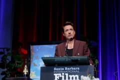 SANTA BARBARA, CALIFORNIA - FEBRUARY 09: Robert Downey Jr. receives the Maltin Modern Master Award during the 39th Annual Santa Barbara International Film Festival on February 09, 2024 in Santa Barbara, California. (Photo by Tibrina Hobson/Getty Images for SBIFF)