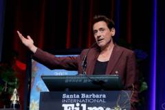 SANTA BARBARA, CALIFORNIA - FEBRUARY 09: Robert Downey Jr. receives the Maltin Modern Master Award during the 39th Annual Santa Barbara International Film Festival on February 09, 2024 in Santa Barbara, California. (Photo by Tibrina Hobson/Getty Images for SBIFF)