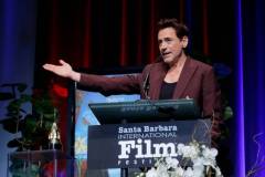 SANTA BARBARA, CALIFORNIA - FEBRUARY 09: Robert Downey Jr. receives the Maltin Modern Master Award during the 39th Annual Santa Barbara International Film Festival on February 09, 2024 in Santa Barbara, California. (Photo by Tibrina Hobson/Getty Images for SBIFF)